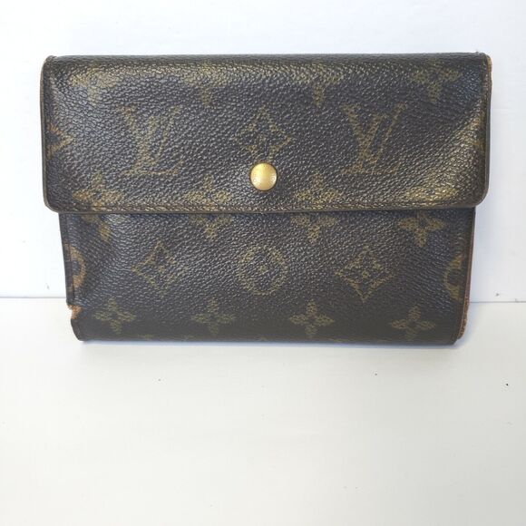 Louis Vuitton Monogram Porte Tresor Etui Papier Wallet Trifold Medium Brown - Picture 1 of 13